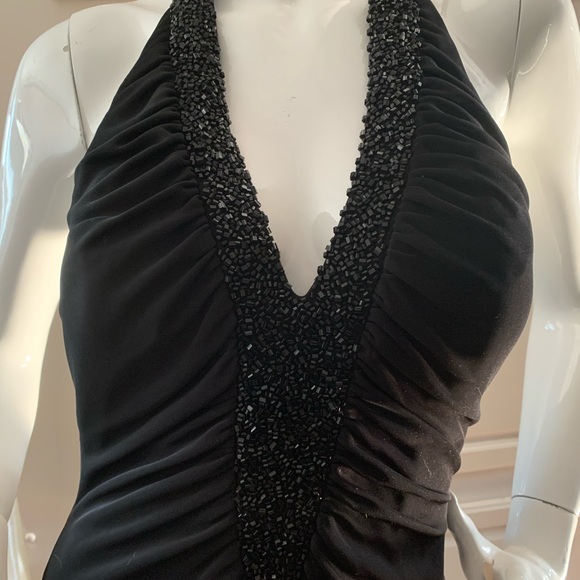 JS boutiqueblack beaded halter evening gown - Picture 1 of 5